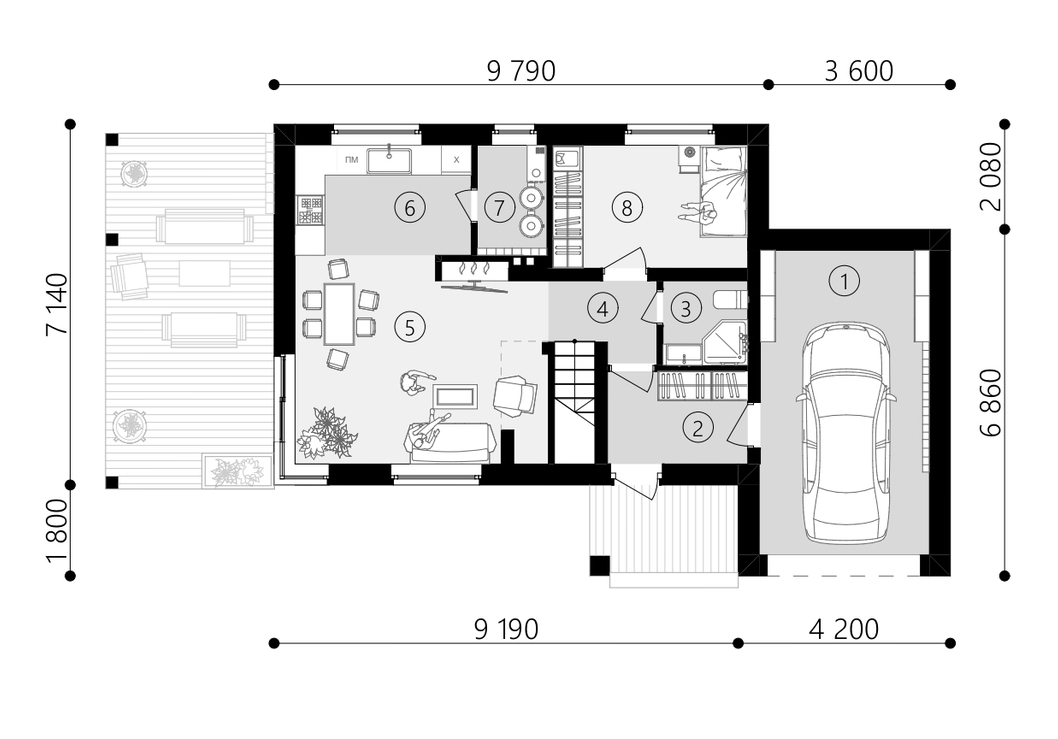 Проект дома A-one 63 АР + КР­